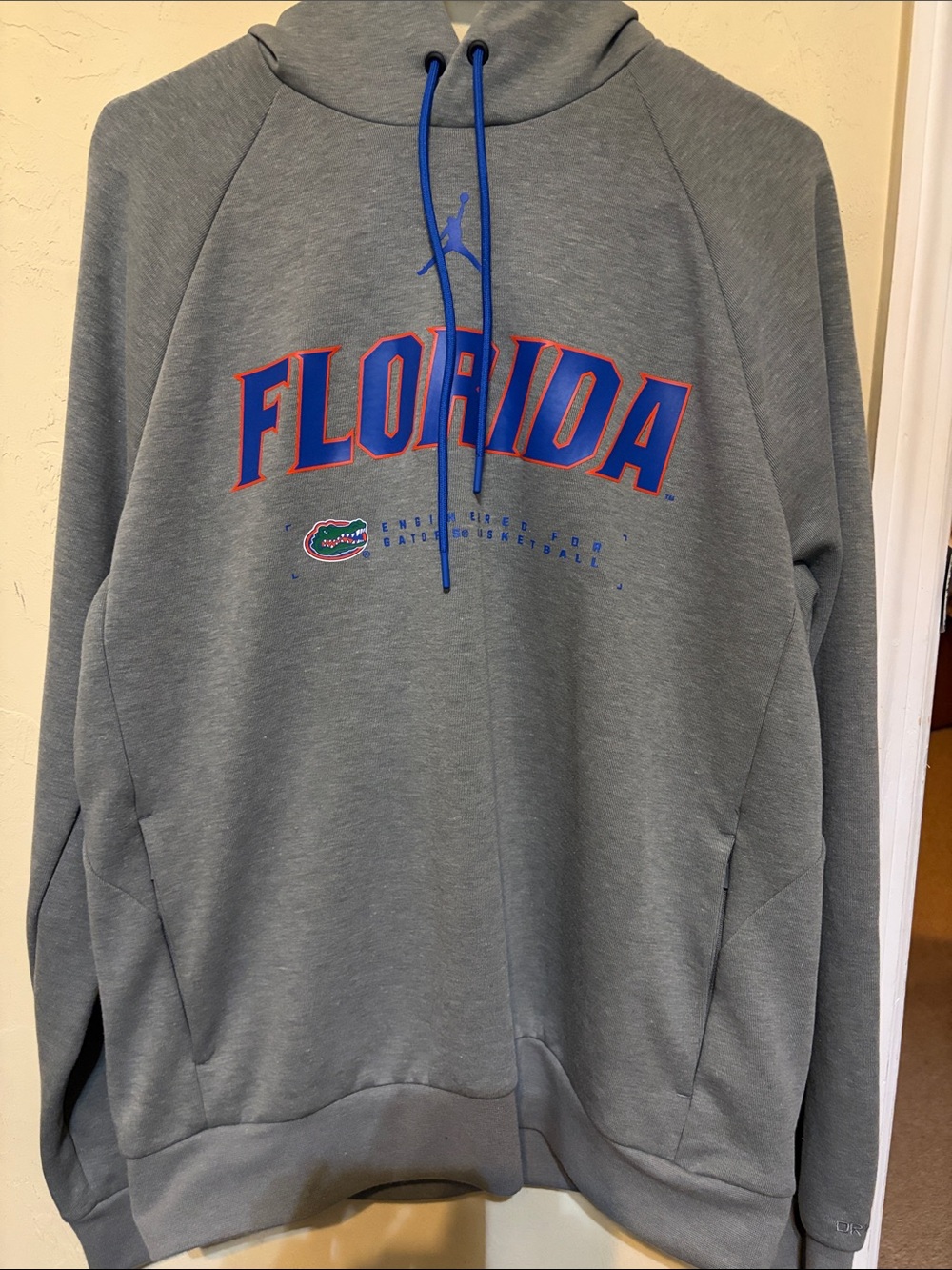 Jordan Grey Pullover Hoodie with Blue and Orange Florida Script